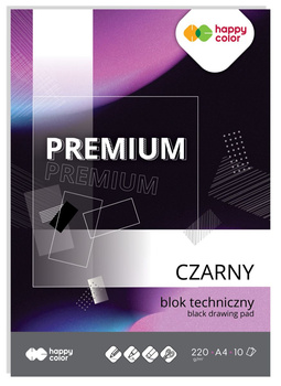 Blok techniczny PREMIUM czarny A4, 220g, 10 ark, Happy Color