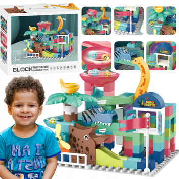 Zestaw Klocki Konstrukcyjne PUZZLE Duże Kolorowe 112 Elementów Dinozaury