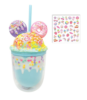 Kubek 350ml Pączki ze słomką i naklejkami