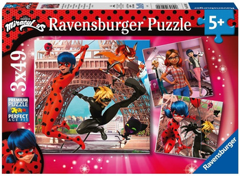 Puzzle 3x49 Miraculum: Biedronka i Czarny Kot Ravensburger