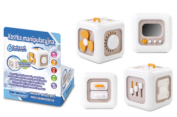 KOSTKA MANIPULACYJNA E-EDU ZABAWKA EDYKACYJNA SENSORYCZNA INTERAKTYWNA 12M+