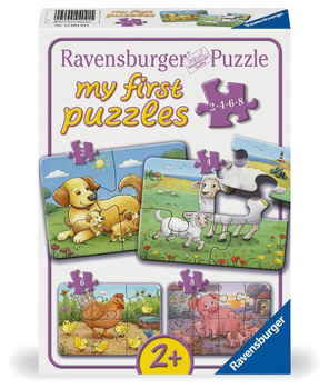 Puzzle dla dzieci 2D: Rodzina zwierząt 2-4-6-8el Ravensburger