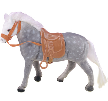 Koń flokowany szary w kropki 23 cm dekoracja elegancka ozdoba wnętrza