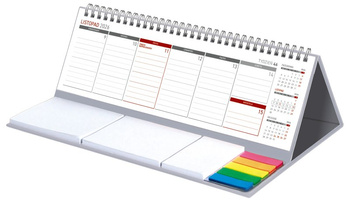 Kalendarz 2026 z notesem MAXI tygodniowy spiralowany szary