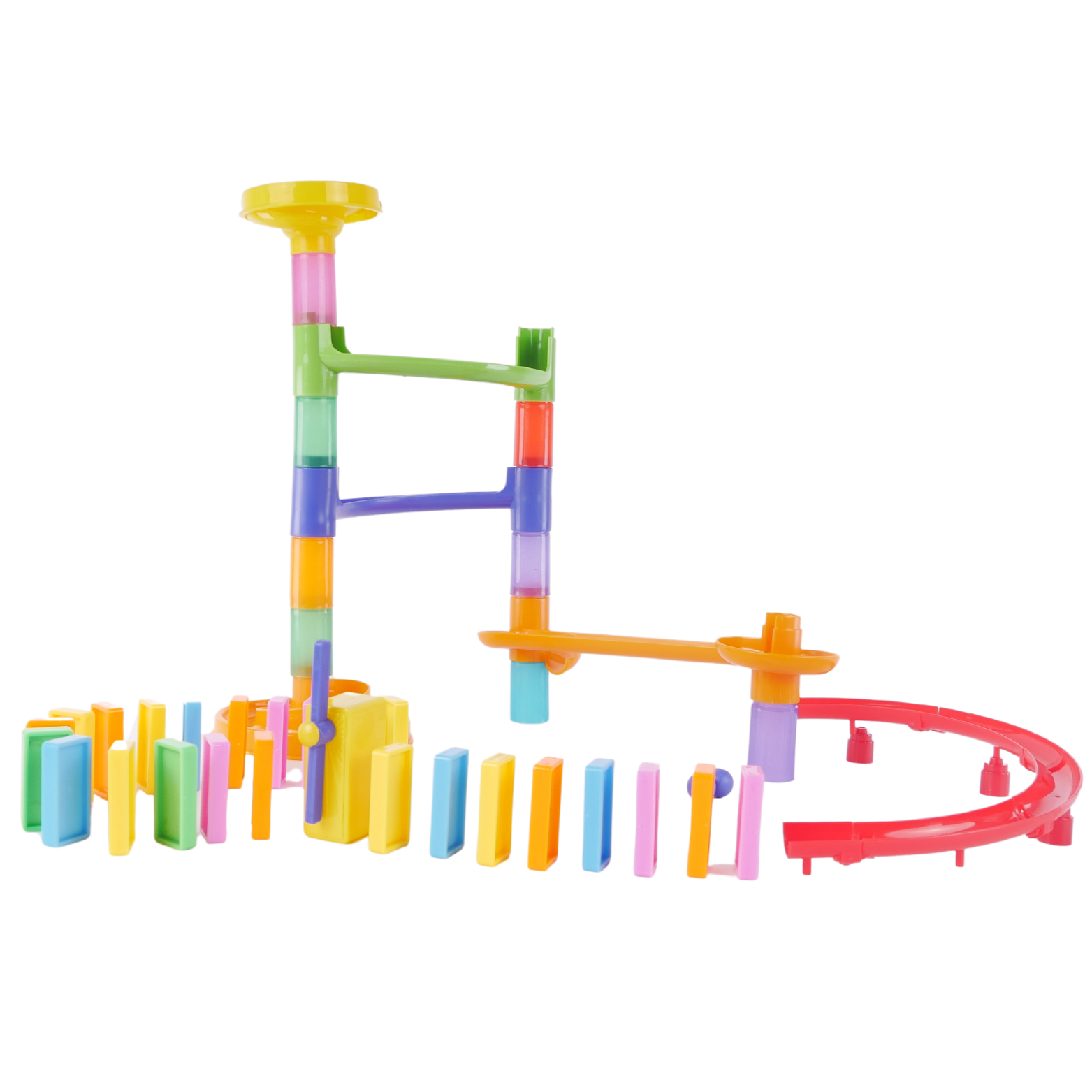 Mega Tor Kulkowy Domino Klocki 55 Elementów Zjeżdżalnie Pętle Serpentyny