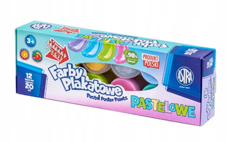 Farby plakatowe pastelowe Astra 12 kol x 20 ml STANDARD BOX (złota srebrna)