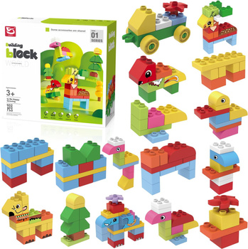 Klocki Zwierzęta Dla Dzieci El. 102 Zestaw Edukacyjny Prezent