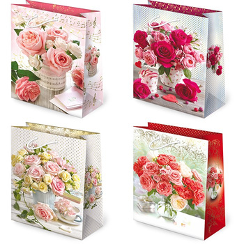 Torebki ozdobne T10-119 Kwiaty bukiety 10 sztuk