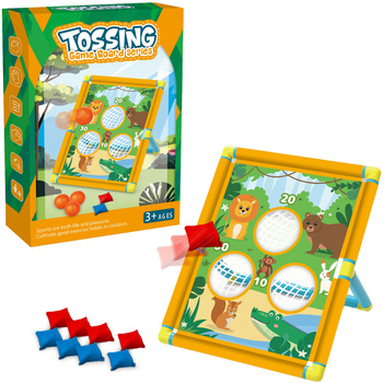 GRA ZRĘCZNOŚCIOWA RZUT DO CELU WORECZKAMI DLA DZIECI RZUCANIE PIŁKI MATA