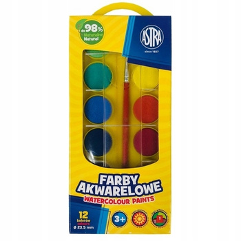 Farby akwarelowe Astra 12 kol - fi 23,5 mm w pudełku