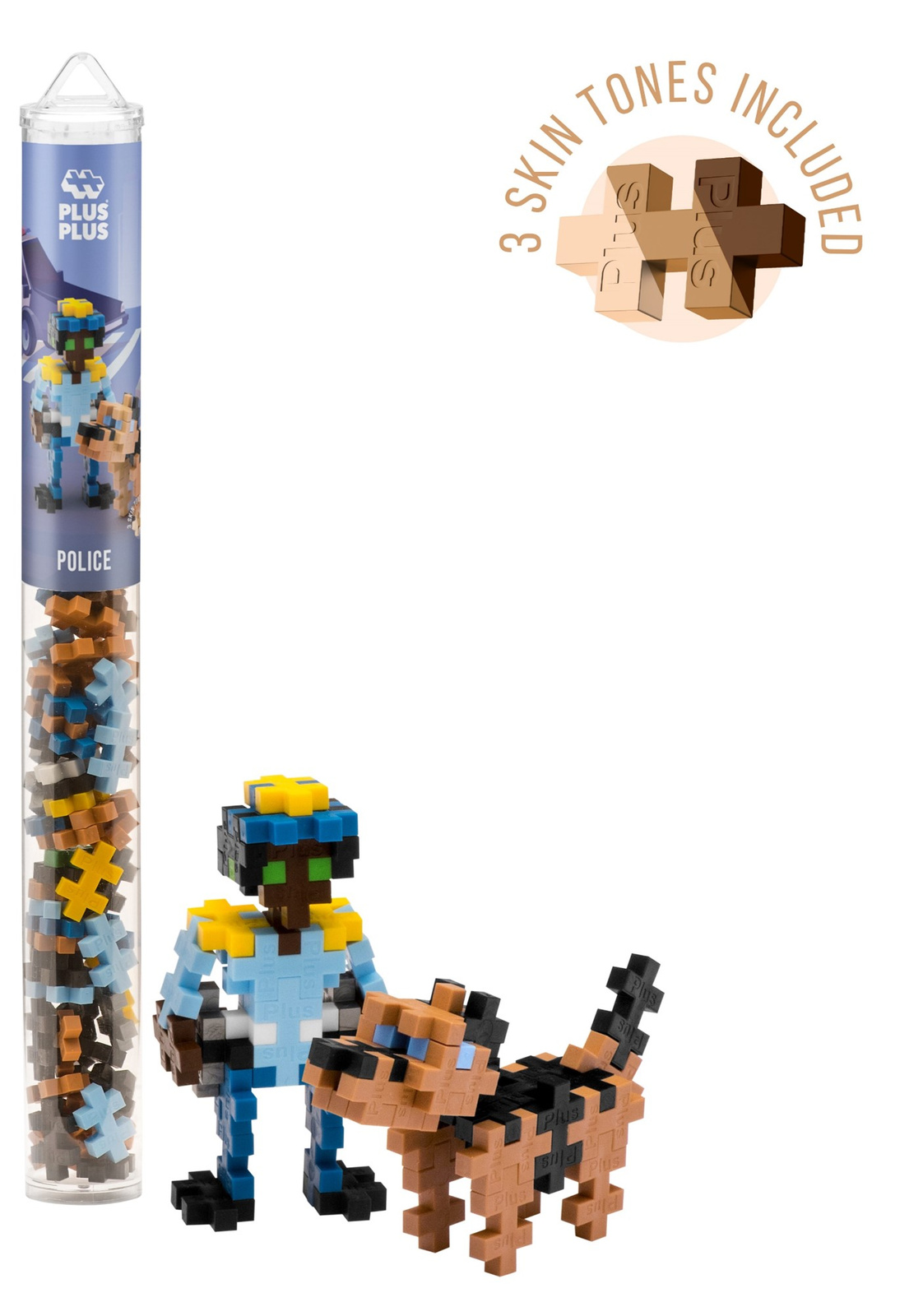 PLUS-PLUS TUBA POLICJANT - złożona postać policjanta z klocków Plus-Plus
