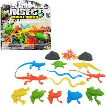 ZESTAW FIGUREK PŁAZÓW I GADÓW KOLOROWE ZWIERZĘTA EDUKACYJNE 15 ELEMENTÓW