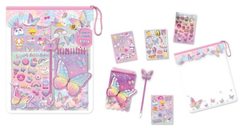 Mega zestaw naklejek z długopisem w saszetce Motylki