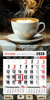 Kalendarz 2026 trójdzielny jednodzielny mini z magnesem Caffee latte KTJ2 V40