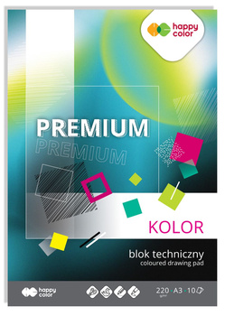 Blok techniczny PREMIUM kolorowy A3, 220g, 10 ark, Happy Color