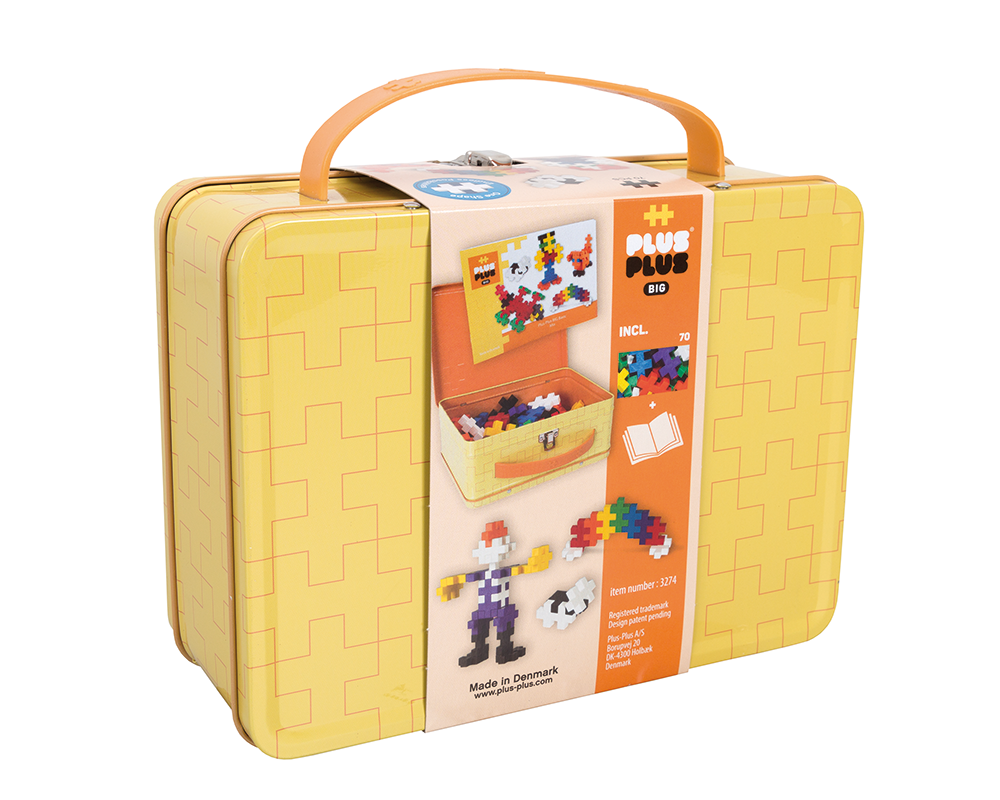 Otwarte pudełko PLUS-PLUS BIG z kolorowymi klockami