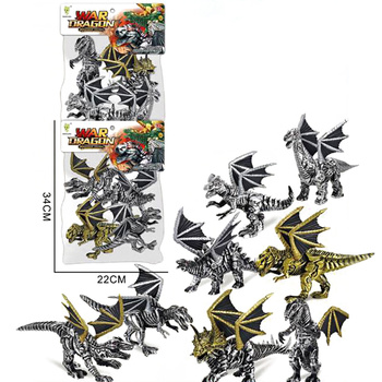 Dinozaury Smoki Zestaw Edukacyjny Srebrne Złote 8 Sztuk dla Dzieci