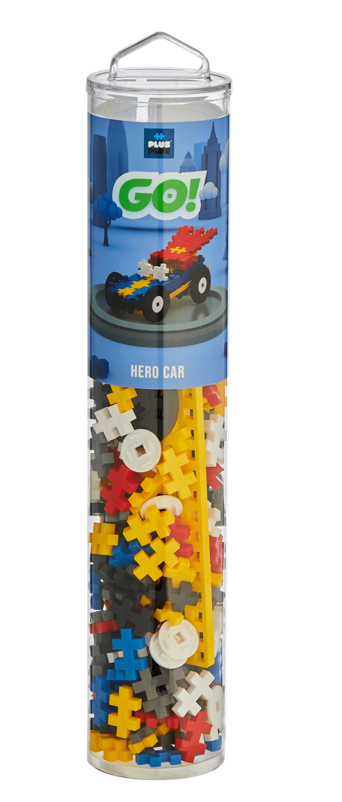 PLUS-PLUS TUBA COLOR CARS HERO - kolorowy samochód z klocków na okrągłej planszy