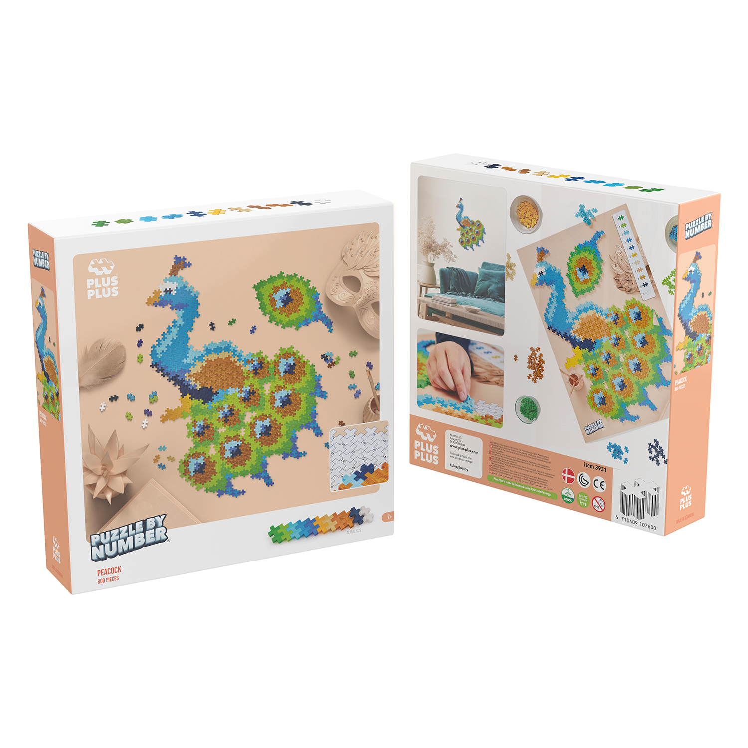 PLUS-PLUS PUZZLE BY NUMBER PAW - zawartość zestawu z klockami i wzorem