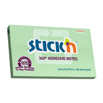 Notes samoprzylepny 127x76mm 360 stopni zielony 100 kartek