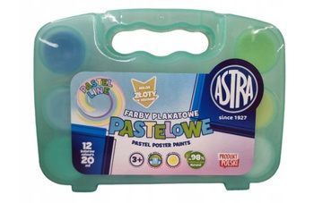 Farby plakatowe pastelowe Astra 12 kol x 20 ml - walizka (+1 zloty kolor)