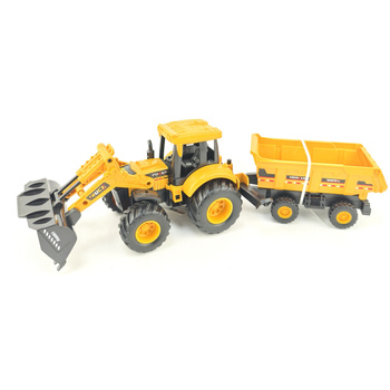 TRAKTOR BULDOŻER Z PRZYCZEPĄ ZABAWKA DLA DZIECI POJAZD BUDOWLANY ROLNICZY