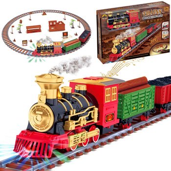 Kolejka lokomotywa dymiąca 268cm zestaw 134 elementy zabawka dzieci