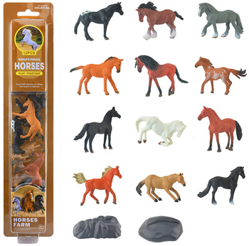 Figurki koników 12 sztuk zestaw prezent dla dziecka zabawki edukacyjne