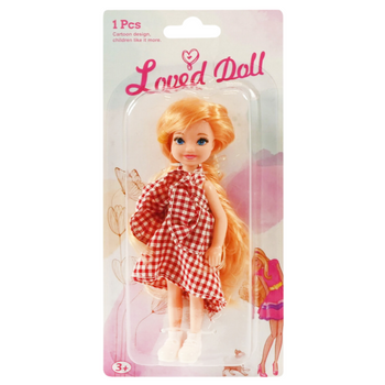 LALKA LOVED DOLL 14 CM MAŁA MODNA SUKIENKA DŁUGIE WŁOSY ZABAWKA PREZENT