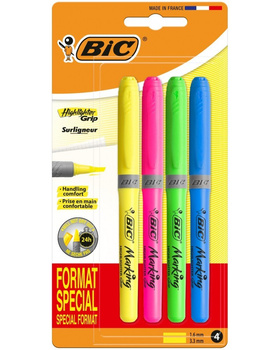 Zakreślacz BIC Highlighter Grip Special Format 4 kolory blister