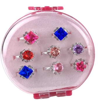 BIŻUTERIA DLA DZIEWCZYNKI PIERŚCIONKI ZESTAW RÓŻNE WZORY I KOLORY  W ETUI