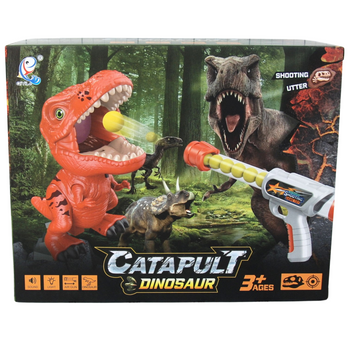 STRZELANKA DINOZAUR STRZELANIE DO CELU ZABAWKA KATAPULTA PIANKOWE KULE