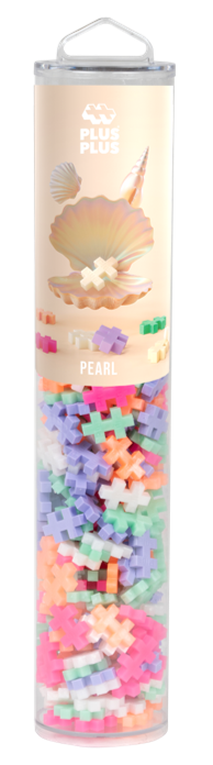 PLUS-PLUS TUBA PERŁOWY MIX- 240 ELEMENTÓW – widok tuby z klockami w perłowych i pastelowych kolorach