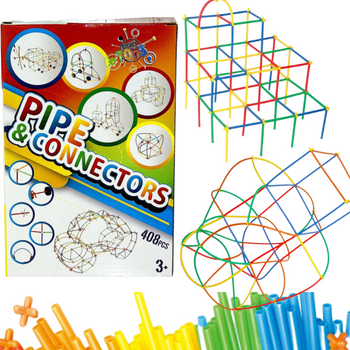 Zestaw kreatywny słomki rurki patyczki do układania konstrukcji edukacyjny