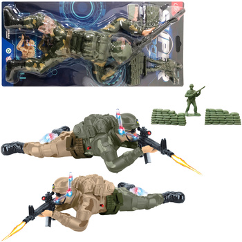 ŻOŁNIERZ FIGURKA STRZELAJĄCA DŹWIĘKI ŚWIATŁO ZABAWKA WOJSKOWA ARMIA PREZENT