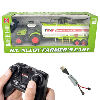 TRAKTOR ZDALNIE STEROWANY Z CYSTERNĄ NA WODĘ ZABAWKA DLA DZIECI POJAZD RC