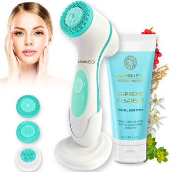 Szczoteczka do twarzy LUMINEO (turkusowa) + żel oczyszczający do wszystkich typów skóry
