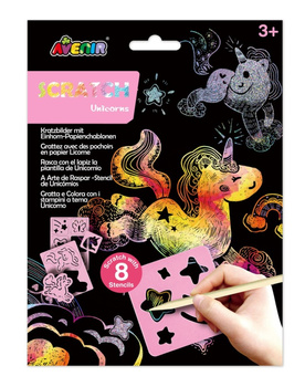 Wydrapywanki z szablonami Jednorożec