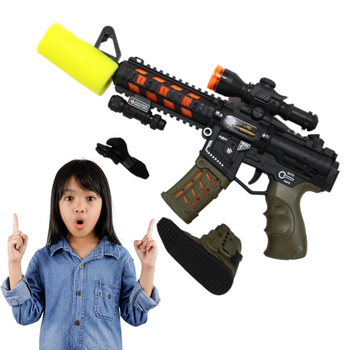 Karabin maszynowy zabawka na baterie interaktywny dla dzieci mega broń