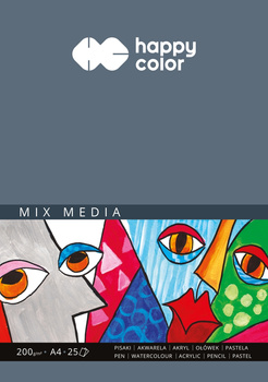 Blok MIX MEDIA, ART, A4, 25 ark, 200g, Happy Color