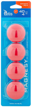 Magnesy do tablic Tetis czerwone gładkie 40mm/4