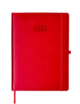 Kalendarz 2026 A4 LUX tygodniowy V6 czerwony K-A4T L