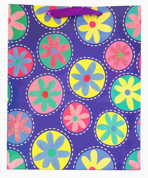 Torebki prezentowe brokatowe kwiatki JP1501A 12 sztuk