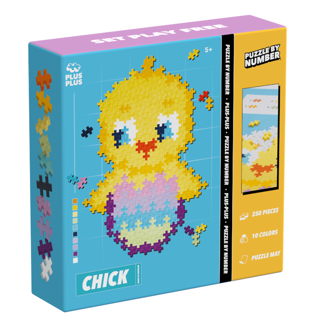 PLUS-PLUS PUZZLE BY NUMBER KURCZAK - opakowanie zestawu 250 elementów z gotową mozaiką kurczaka