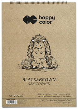 Szkicownik na spirali BLACK&BROWN A4, 50 ark, 2 kolory, 80g, Happy Color