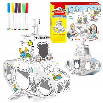 Duża Łódź Z Tektury Do Malowania Składania Kolorowania Zestaw Artystyczny