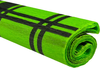 Paczka Bibuła marszczona 50x200 krata czarna na zielonym jasnym 10 rolek