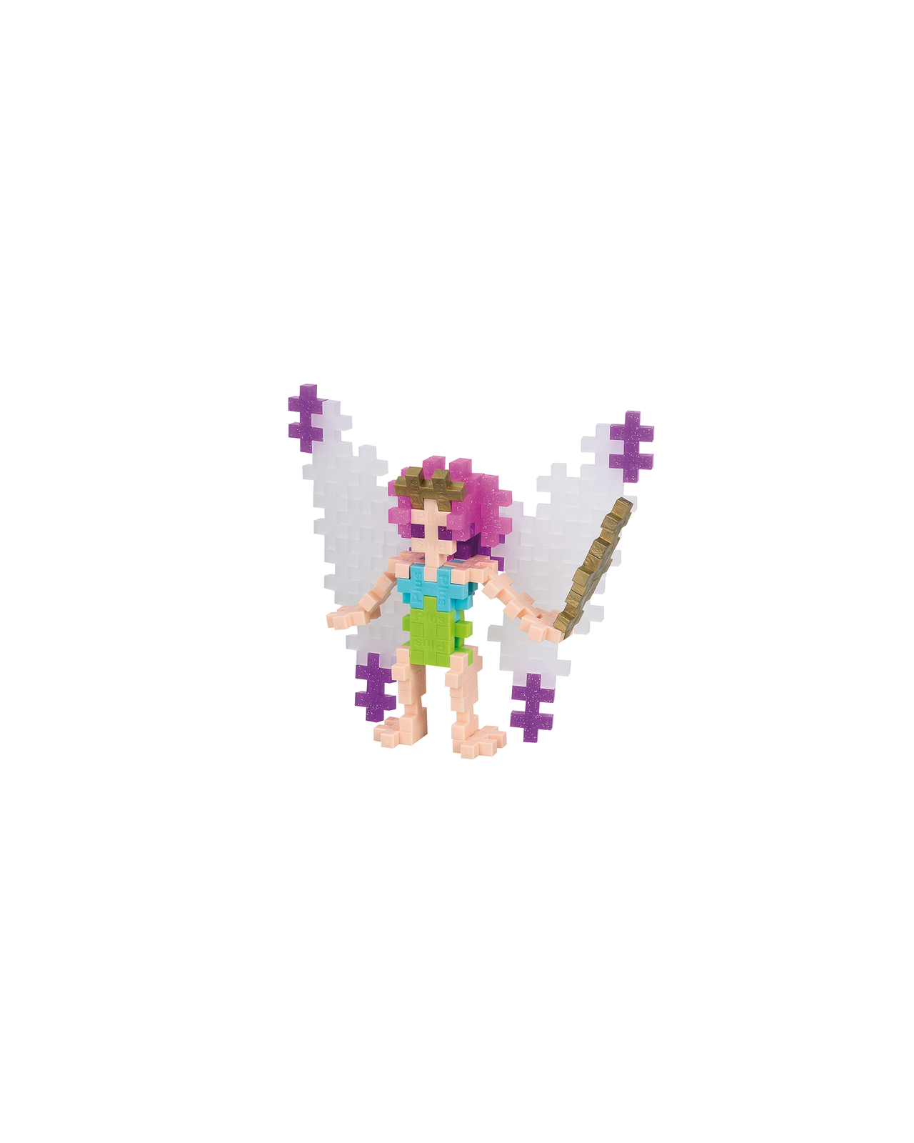 Zawartość zestawu Plus-Plus Wróżka – klocki w różnych kolorach i gotowa figurka