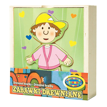 Układanka drewniana edukacyjna chłopczyk rozwijająca zdolności manualne