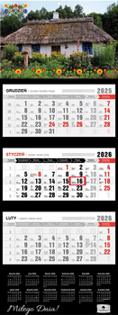 Kalendarz 2026 trójdzielny premium Wiejska chata KT2-V.76